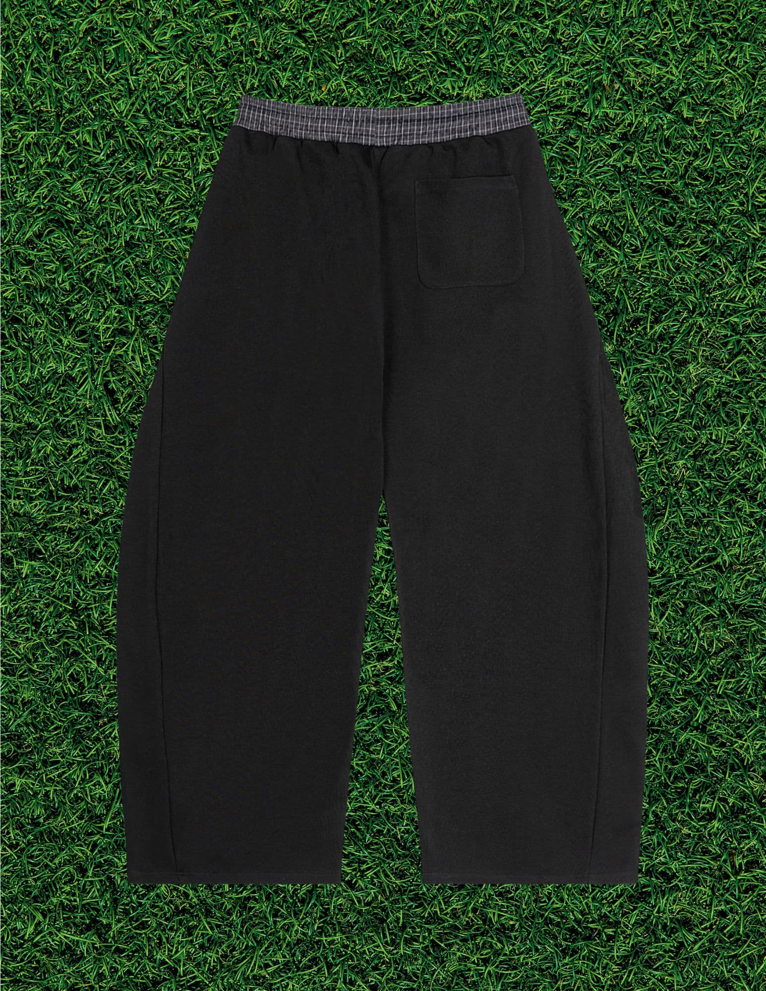 AOGWEAR Plaid Waistband Sweatpants, black colorway, back