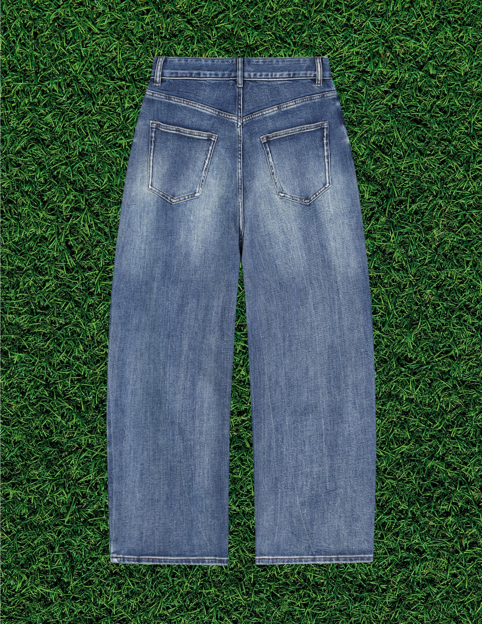 AOGWEAR Sun Fade Heavyweight Denim Jeans, blue colorway, back